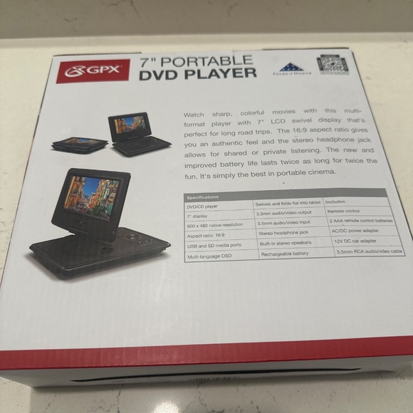 GPX 7” Portable DVD Player - Picture 2 of 2